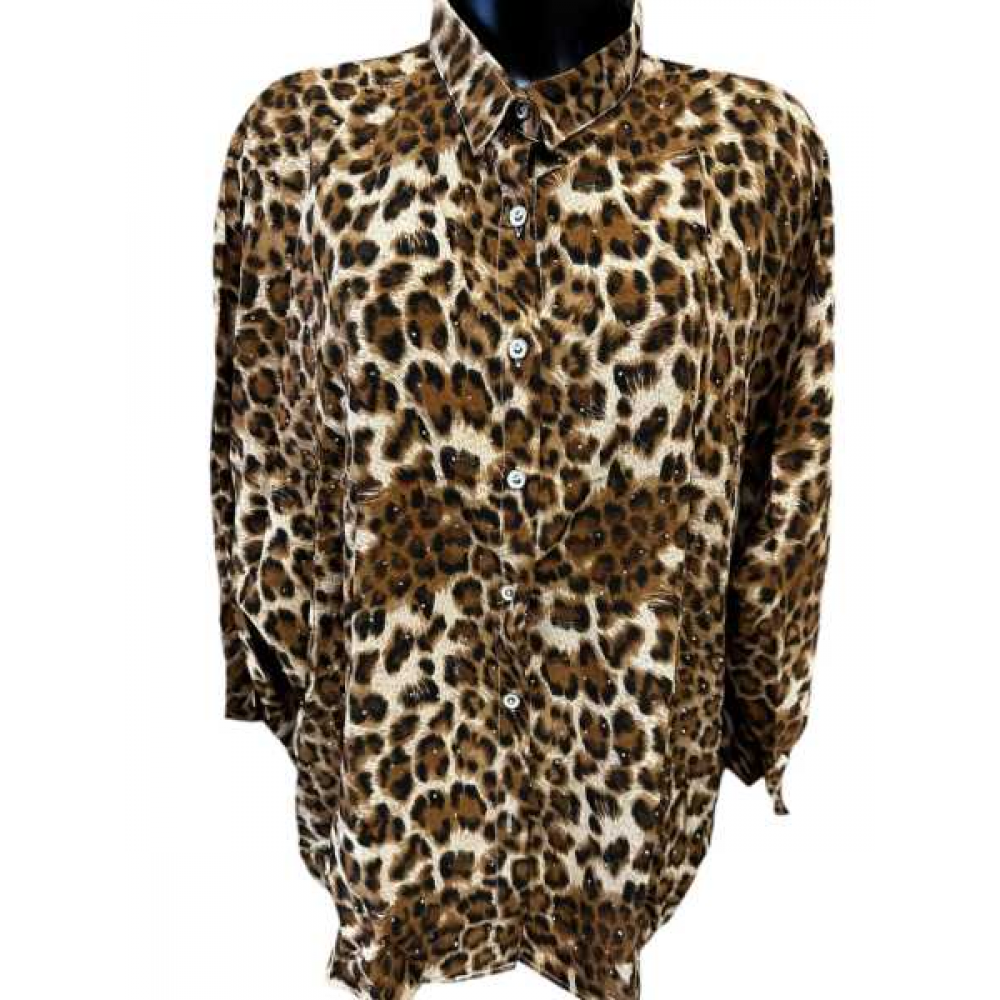 Camicia Animalier Con Brillantini 