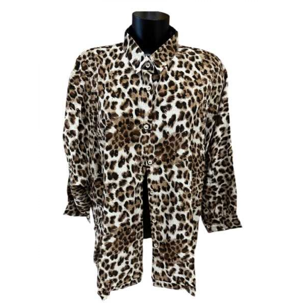 Camicia Animalier Con Brillantini 