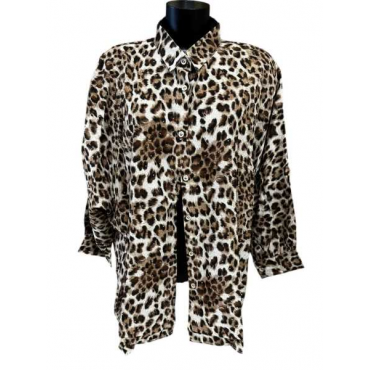 Camicia Animalier Con Brillantini 