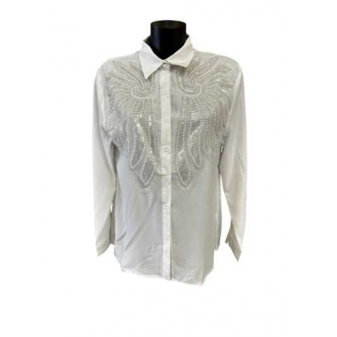 Camicia Con Pailettes Perline E Strass