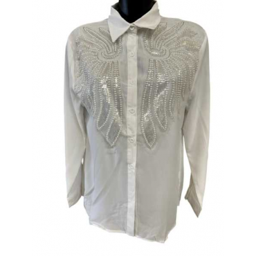 Camicia Con Pailettes Perline E Strass