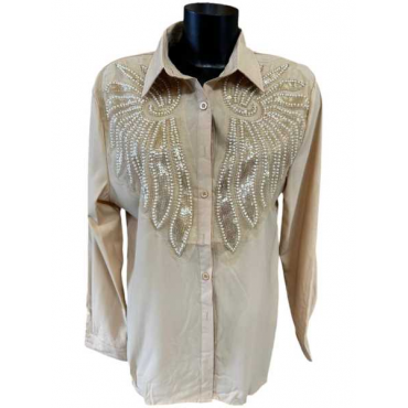 Camicia Con Pailettes Perline E Strass