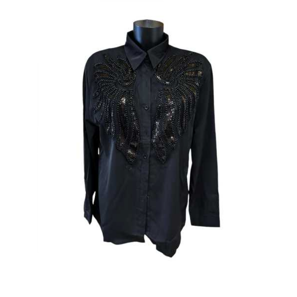 Camicia Con Pailettes Perline E Strass