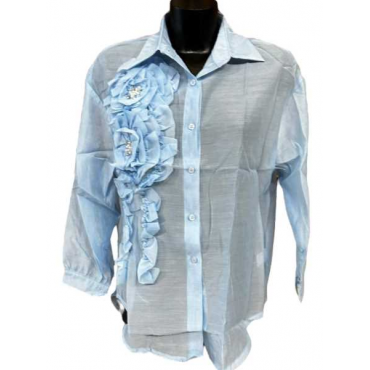 Camicia Misto Seta Con Rose