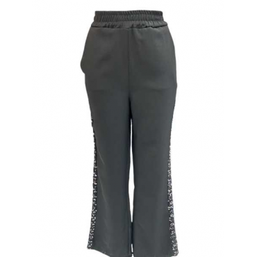 Pantalone Palazzo Con Paillettes Argento 