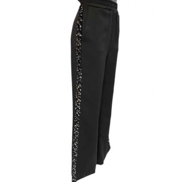 Pantalone Palazzo Con Paillettes Argento 