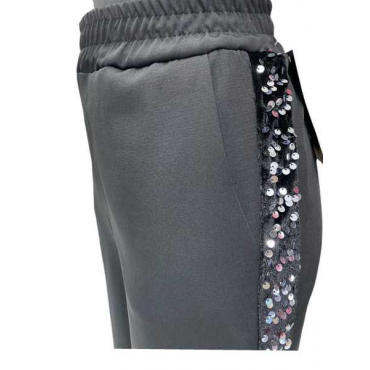 Pantalone Palazzo Con Paillettes Argento 