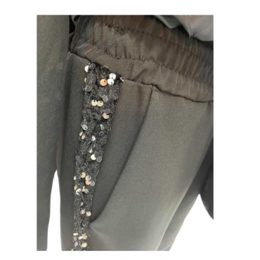 Pantalone Palazzo Con Paillettes Argento 