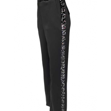 Pantalone Palazzo Con Paillettes Argento 