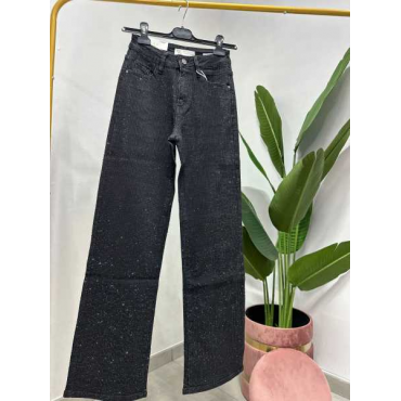 Jeans Super Brillantinato Gamba Larga 