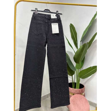 Jeans Super Brillantinato Gamba Larga 