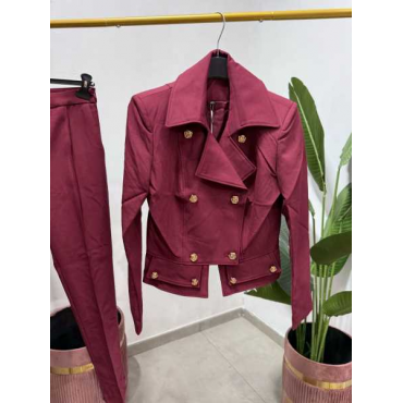 Blazer Corta Doppio Petto Con Bottoni Oro 