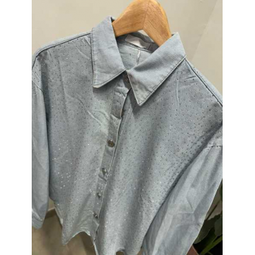 Camicia In Denim Brillantinata