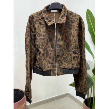 Giacca In Denim Leopardata