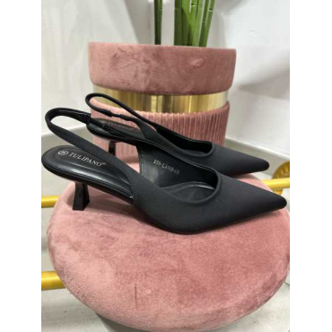 Slingback Raso Nero 6 Cm