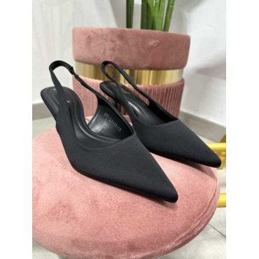 Slingback Raso Nero 6 Cm